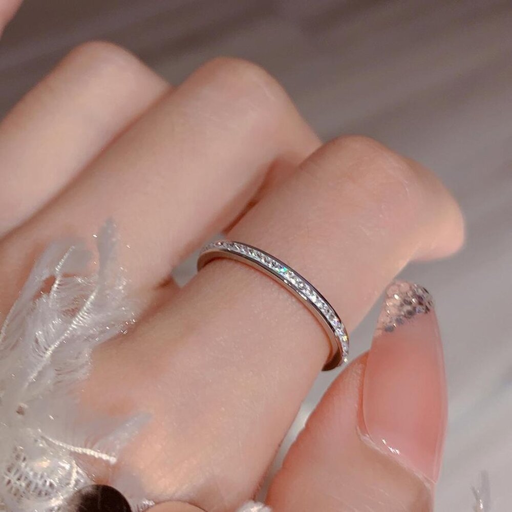 3/$35 Titanium Eternity Band Silver Sparkly Ring Cubic Zirconia CZ Crystal